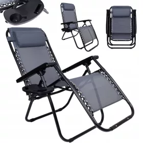   Градински стол - eHokery Шезлонг Orion Zero Gravity, сив, 160 см