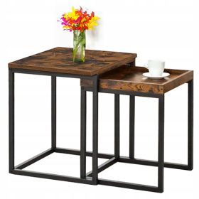    LoftInspired Praven квадратна масичка за кафе 50 x 50 x 50,5 см състарен дъб