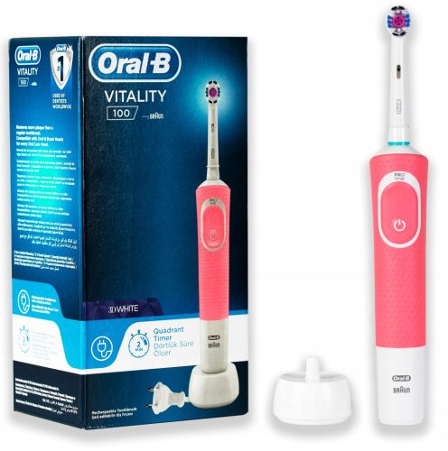  Oral-B Vitality D100 Електрическа четка за зъби, създадена по технология на Braun, розова