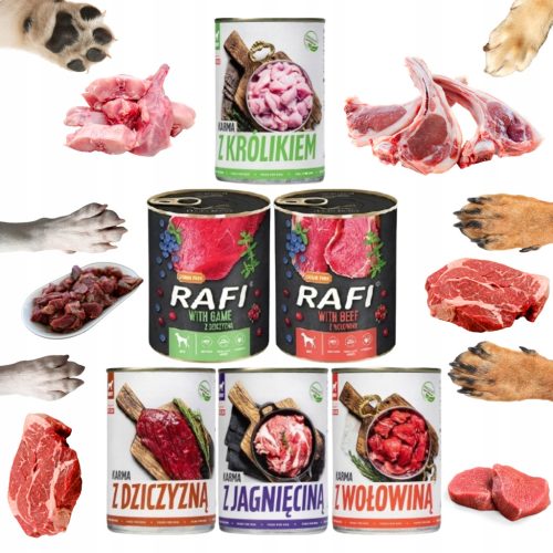  Мокра храна за кучета, микс от вкусове, витамини TufTuf Rafi Premium 800гр - 12 броя