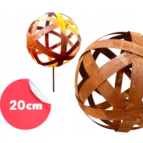    2 × Рустик полска топка за декорация 20 см + пик градинска саксия декорация на тераса 2 бр.