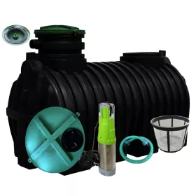   Резервоар за събиране на дъждовна вода - Резервоар за дъждовна вода 3000 л 170 х 140 см черен