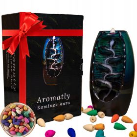   Арома лампа - Ароматно керамична ароматизирана горелка 20 см + 2 × Ароматно течащи фитили за тамян - 50 бр.