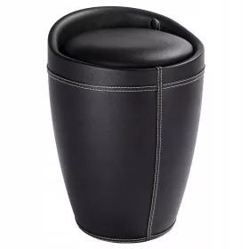  Черен тапициран пуф Wenko