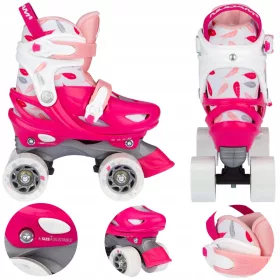    Регулируеми ролкови кънки Nijdam Feather Drops, розови, размери 25-28
