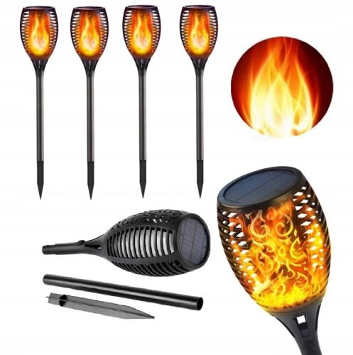  Соларна лампа TORCH FLAME черна 50 см 4 бр.