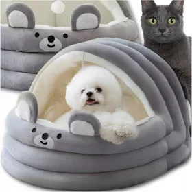    Котешка къща Care Life, нюанси на сивото, квадратна, 42 см x 44 см x 33 см