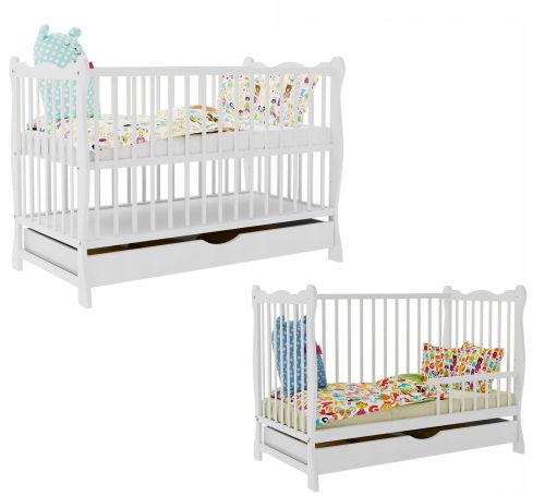 Дървено легло SKLEPBABY ZUZIA WHITE DRAWER 60 x 120 cm бяло