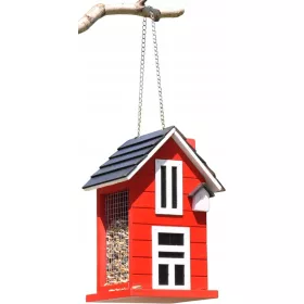    ВИСЕЩА ХРАНИЛКА ЗА ПТИЦИ ДЪРВЕНА БУДКА ЧЕРВЕНА