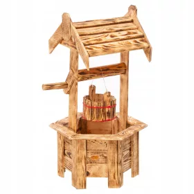    Стойка за цветя Декорация Дървен кладенец, шестоъгълна, прав покрив, размер. XL мега