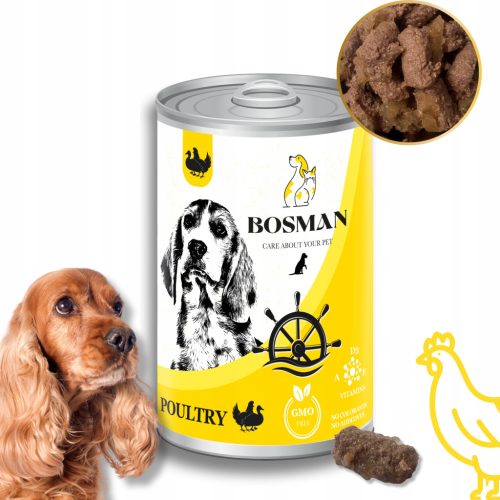  BOSMAN мокра храна в консерва за кучета от всички породи С ПТИЦИ 12x1240 гр.