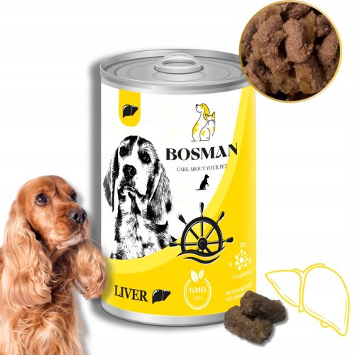  BOSMAN мокра храна в кутия за кучета от всички породи С ЧЕРЕН ДРОБ 12x1240 гр.