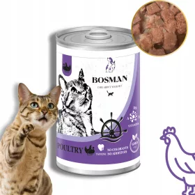    BOSMAN мокра храна в консерва за котки от всички породи С ПТИЦИ 24x415 гр.