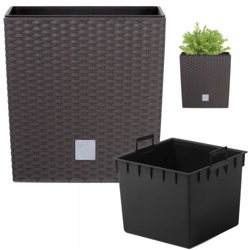  Prosperplast саксия 26 cm x 26 x 26,6 cm диаметър 10 cm пластмасови нюанси на кафяво и бежово