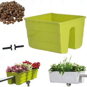    Форма-Пластмасова саксия 29,5 см х 29 х 20 см, пластмаса, нюанси на зелено