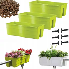    Форма-Пластмасова саксия 58,5 см х 29 х 20 см пластмасови нюанси на сиво и сребро