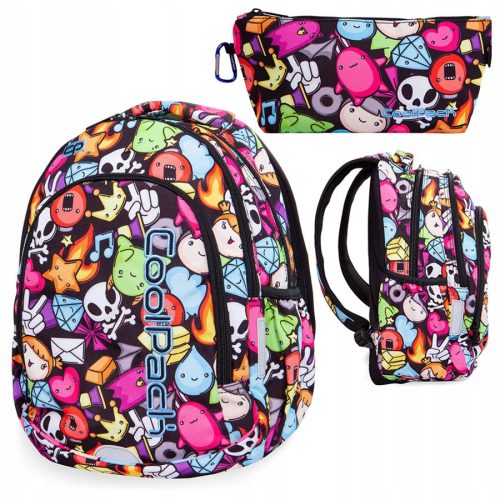  Ученическа раница CoolPack с много отделения, черна, нюанси на зелено, многоцветна, 23 години