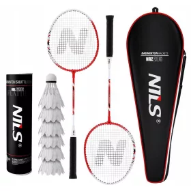   Комплект ракети Nils NRZ205 + комплект волани Nils FEATHER WHITE 6 бр.