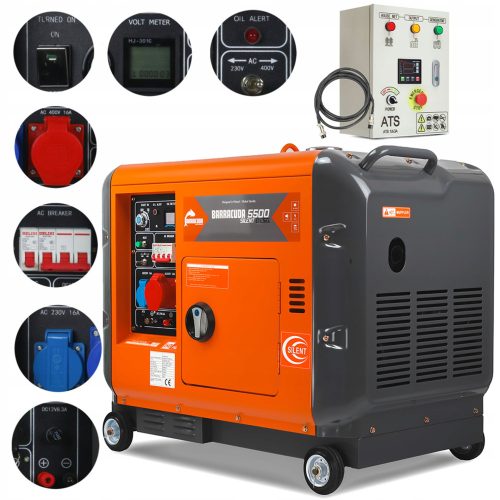 Преносим трифазен генератор Barracuda 5500 W, дизел