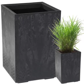    Саксия за цветя 40 см х 40 х 60 см, черна пластмаса