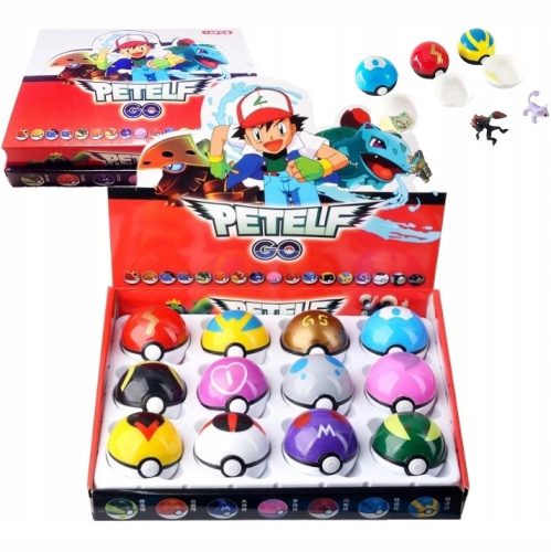  POKEMON 12 БР. POKEBALL + 12 БР. ИГРАЧКИ ФИГУРКИ