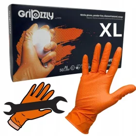   Нитрилни ръкавици Gripzzly без пудра, размер XL, оранжеви, 50 бр.