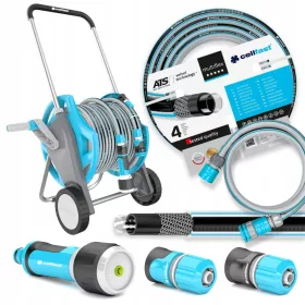    ALU количка 4-слоен градински маркуч 1/2 30M КОМПЛЕКТ конектори за макари CELLFAST