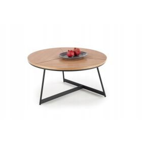    Халмар Кръгла холна маса 80 х 80 х 41см черна, естествен дъб