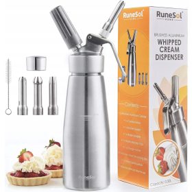   АЛУМИНИЕВ ДИСПЕНСЪР СИФОН ЗА БИТА СМЕТАНА КРЕМОВЕ 3 ДЮЗИ + КОМПЛЕКТ ПАТРОНИ