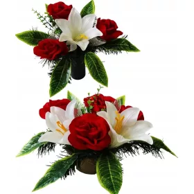   Комплект цветя за гроб и ваза в пластмасова саксия - Модел 05ST