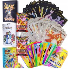    POKEMON CARDS 3in1 165 части RAINBOW BLACK SILVER + 3× OBSIDIAN FLAMES Pokemon карти 1 саше с 10 карти