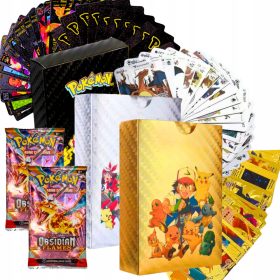   КОМПЛЕКТ КАРТИ POKEMON ОТ 3 ТЕДЕТА GOLD SILVER BLACK 165 CAT 3IN1 + 2× Pokemon карти OBSIDIAN FLAMES 1 саше с 10 карти