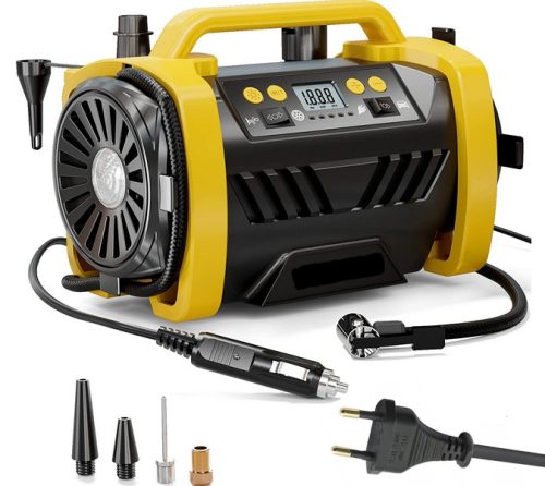 КОМПРЕСОР ЗА АВТОМОБИЛ 12V 230V КОМПЛЕКТ БЕЗМАСЛЕНА ПОМПА ПРЕНОСИМ КОМПРЕСОР