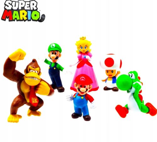  SUPER MARIO BROS КОМПЛЕКТ 6 ФИГУРКИ ИГРАЧКА ПОДАРЪК ЗА ДЕТЕ