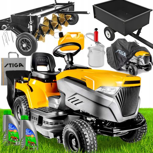  МОЩЕН ГРАДИНСКИ ТРАКТОР STIGA КОСАЧКА МОЩНОСТ 16 HP ГОЛЯМ КОШ + Скарификатор