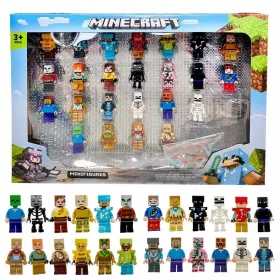    MINECRAFT ФИГУРКИ игра КОМПЛЕКТ БЛОКОВЕ СТИВ ЗОМБИ 24 бр + КОМПЛЕКТ аксесоари
