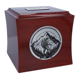   Дървена урна за пепел, планински мотив, персонализирана погребална урна