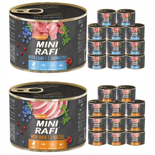  24x Rafi Mini Wet Dog Food Mix of Flavors 185g