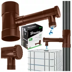    КОЛЕКТОР ЗА ДЪЖДОВНА ВОДА ДЪЖДОУЛОВИТЕЛ 80 ММ С ВЕНТИЛ КАФЯВ