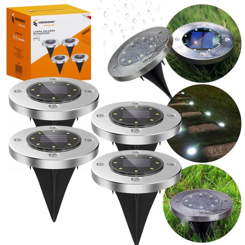  СОЛАРНА ГРАДИНСКА КОНТАКТОРНА ЛАМПА, ЗАБИРАНА, 8 LED, 4 БР