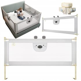    Защитна преграда за легло плюшено мече Primabobo, сива, 200 см