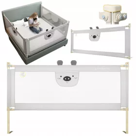    Защитна преграда за легло плюшено мече Primabobo, сиво, 160 см