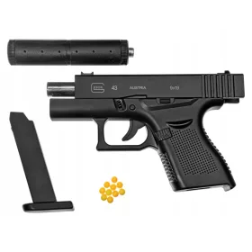   Детски метален пружинен пистолет със заглушител Glock
