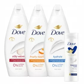    DOVE MIX ароматизиран душ гел 3x 250 ml + ЛОСИОН БЕЗПЛАТНО