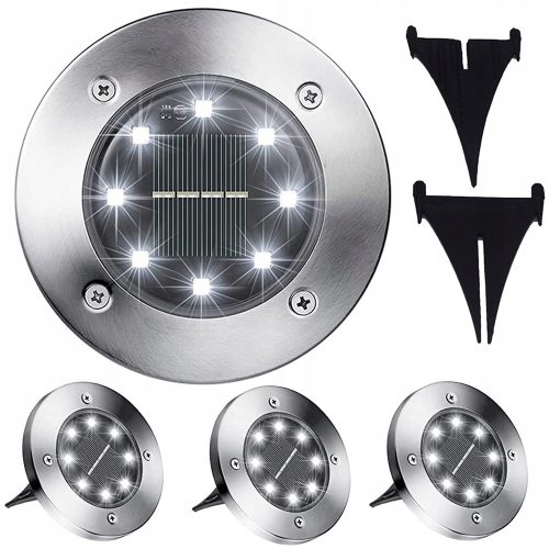  Соларна лампа Plug-in SOLAR GARDEN LAMP, GROUND, сребриста, 12,6 см, 4 бр.