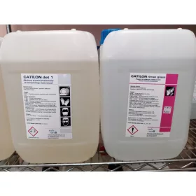   Професионално изплакване и полиране на съдове - Catilon изплакващо стъкло 10L + Професионална течност за машинно миене на съдове Catilon det 1 10L