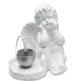   Гипсова Фигурка на Ангел със Соларна Лампа за Градина или Гроб