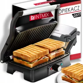    Контактен, панини, сгъваем, традиционен електрически грил INTMIX Grill Toaster Тостер 3в1 Електрически черен 2400 W