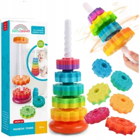    УСУКАНА ПИРАМИДА MONTESSORI RAINBOW TOWER ОБРАЗОВАТЕЛНА НАЙ-ГОЛЯМАТА XXL 41CM
