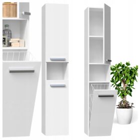  Шкаф за баня, рафт, кош, NEL III, бял